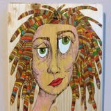 Small portrait with colourful hand-painted hair